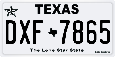 TX license plate DXF7865