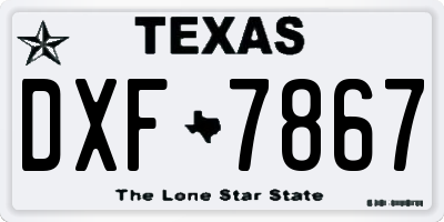 TX license plate DXF7867