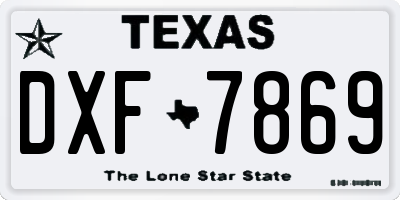 TX license plate DXF7869