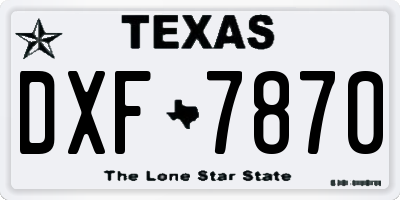 TX license plate DXF7870