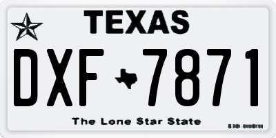 TX license plate DXF7871