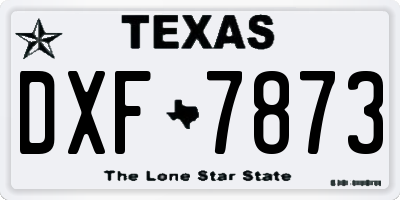 TX license plate DXF7873