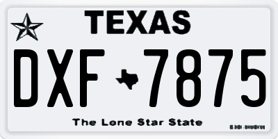 TX license plate DXF7875