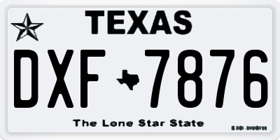TX license plate DXF7876