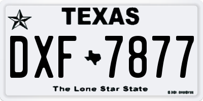 TX license plate DXF7877
