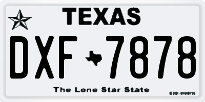 TX license plate DXF7878