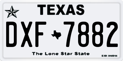 TX license plate DXF7882