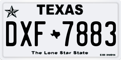 TX license plate DXF7883