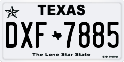 TX license plate DXF7885