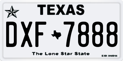 TX license plate DXF7888