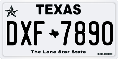TX license plate DXF7890