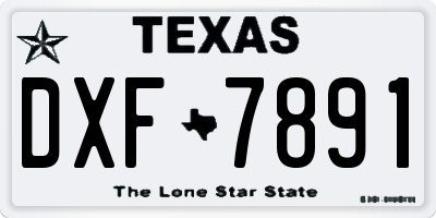 TX license plate DXF7891