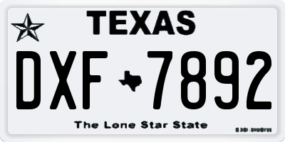 TX license plate DXF7892