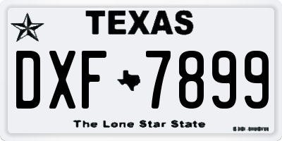 TX license plate DXF7899