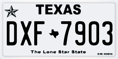 TX license plate DXF7903