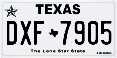 TX license plate DXF7905
