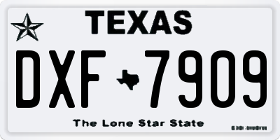 TX license plate DXF7909