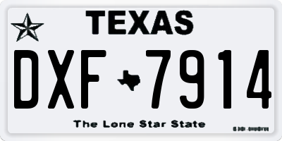 TX license plate DXF7914
