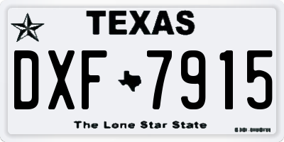TX license plate DXF7915