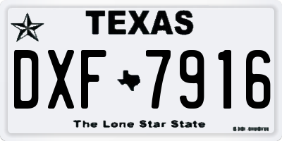 TX license plate DXF7916