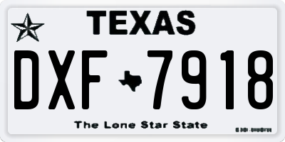 TX license plate DXF7918