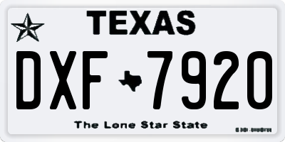 TX license plate DXF7920