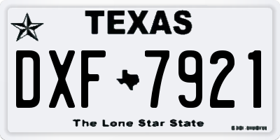 TX license plate DXF7921