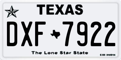 TX license plate DXF7922