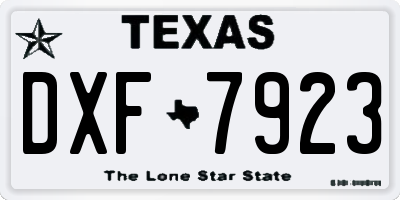 TX license plate DXF7923