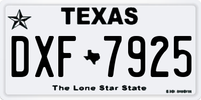 TX license plate DXF7925