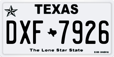 TX license plate DXF7926
