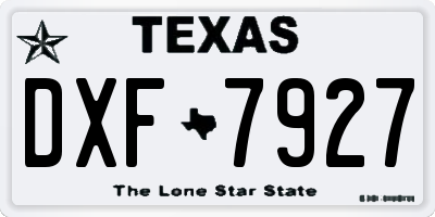 TX license plate DXF7927