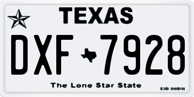 TX license plate DXF7928