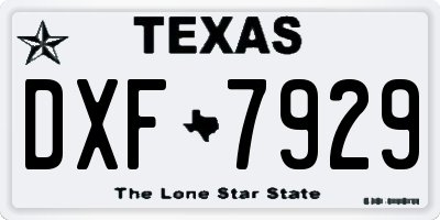 TX license plate DXF7929