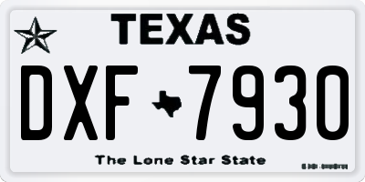 TX license plate DXF7930