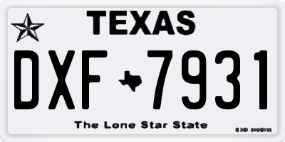 TX license plate DXF7931