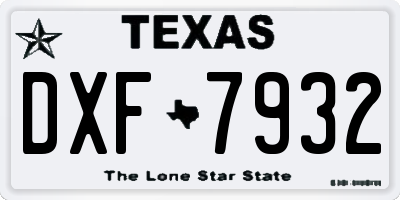 TX license plate DXF7932