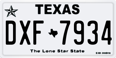 TX license plate DXF7934
