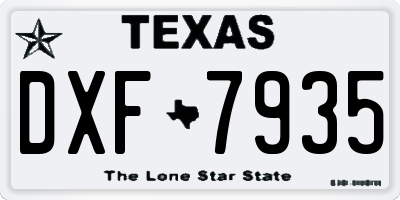 TX license plate DXF7935