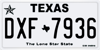 TX license plate DXF7936