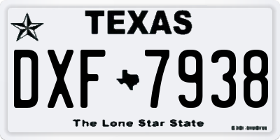 TX license plate DXF7938