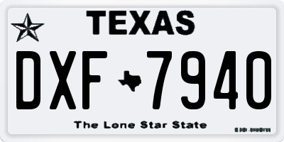 TX license plate DXF7940