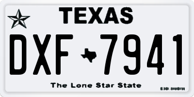 TX license plate DXF7941