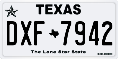 TX license plate DXF7942