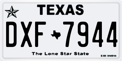 TX license plate DXF7944