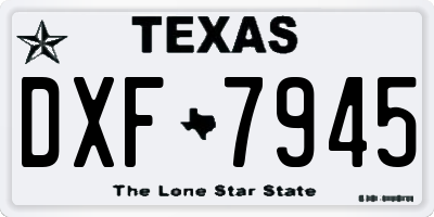 TX license plate DXF7945