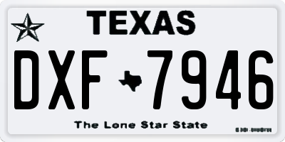 TX license plate DXF7946