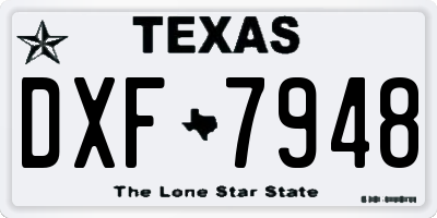 TX license plate DXF7948