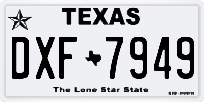 TX license plate DXF7949