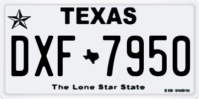TX license plate DXF7950